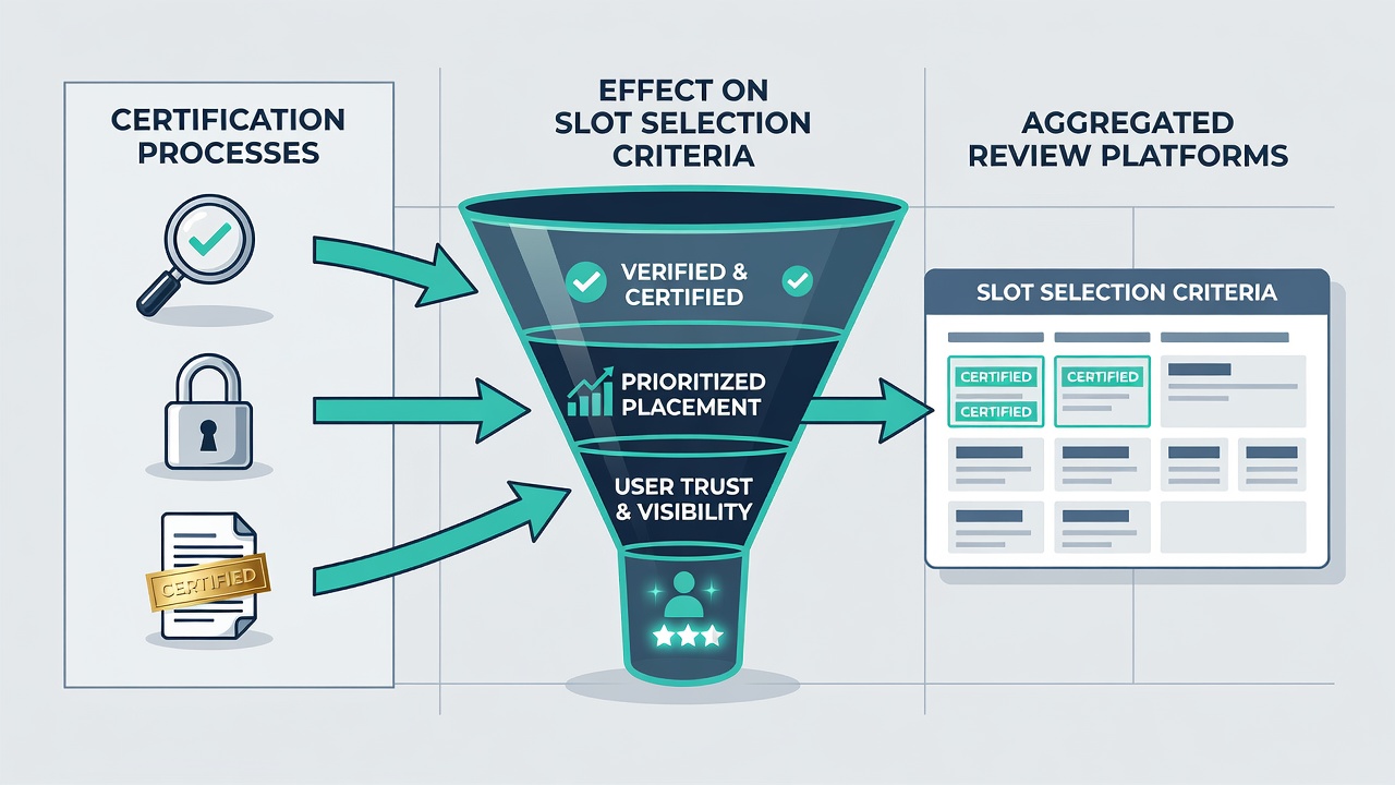Review platform dashboard displaying certified slot rankings and compliance metrics