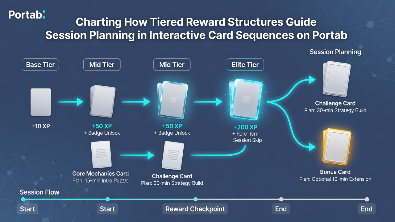Graph illustrating session duration changes across different reward tiers in portable card game applications