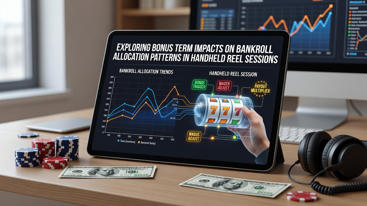 Mobile slot player reviewing bonus terms on handheld device during reel session