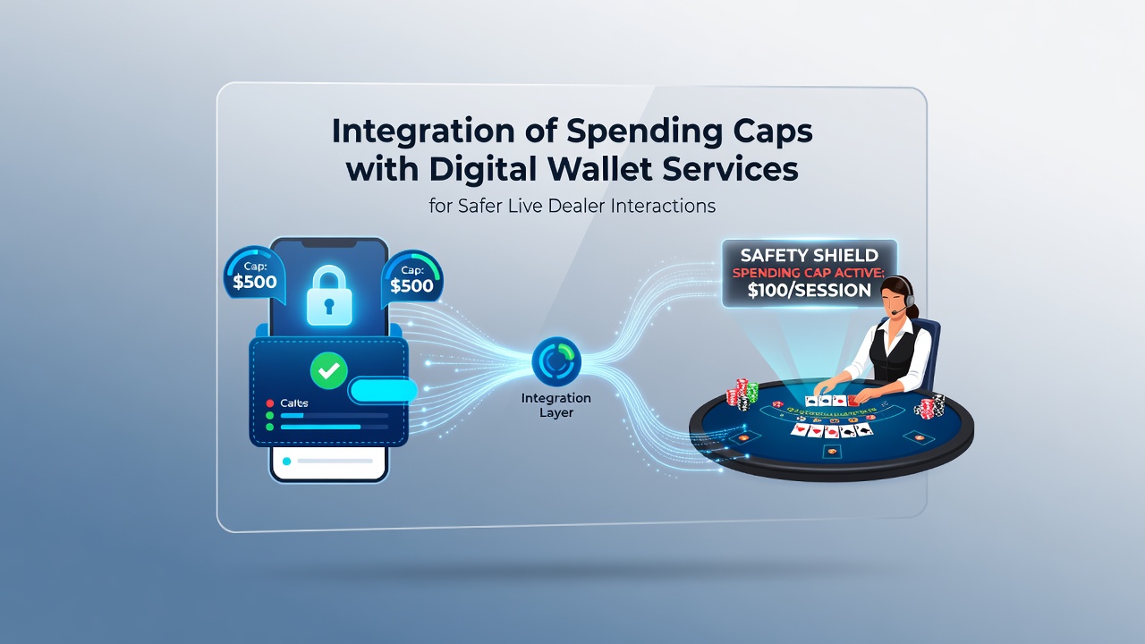 Digital wallet interface showing spending cap settings integrated with live dealer platform controls