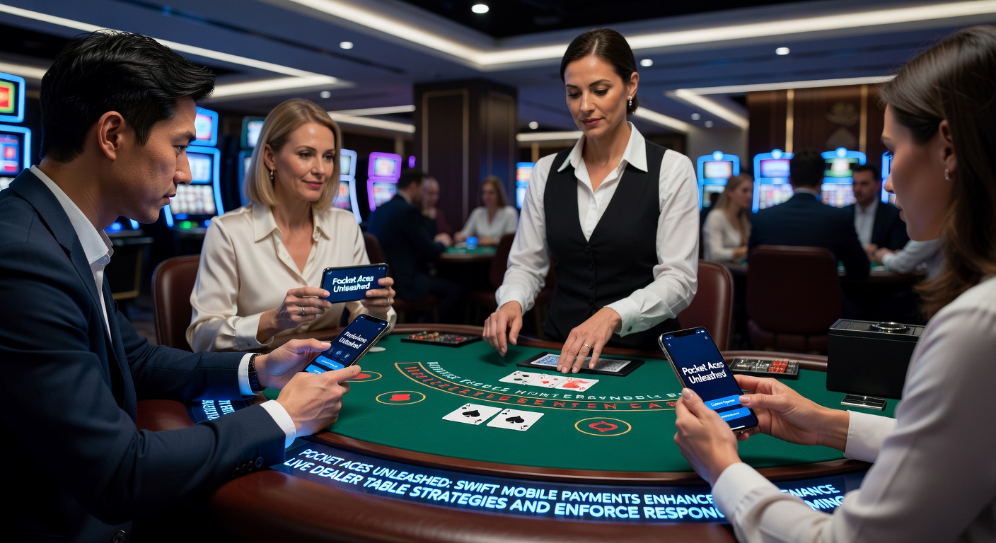 Live dealer at a baccarat table on a mobile screen, with payment confirmation popup and responsible gaming tools visible in the interface